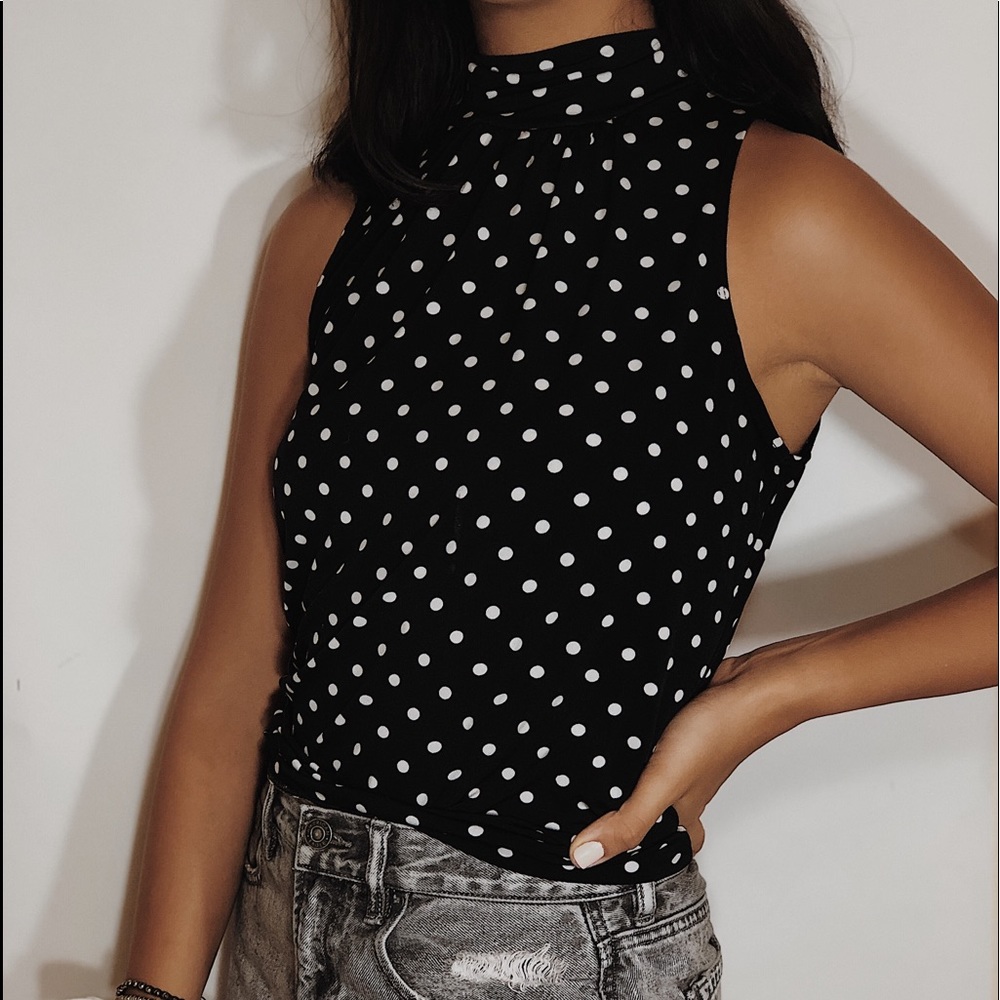 Women’s polka dot pattern turtleneck blouse